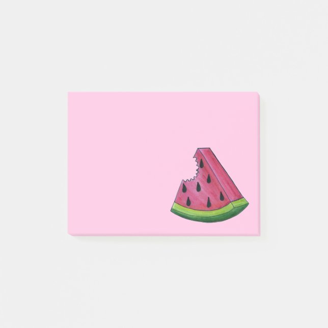Pink Green Juicy Watermelon Melon Slice Fruit Post-it Notes (Front)