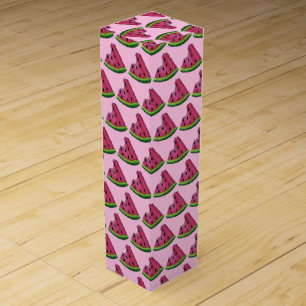 Pink Green Juicy Watermelon Melon Slice Fruit Wine Box
