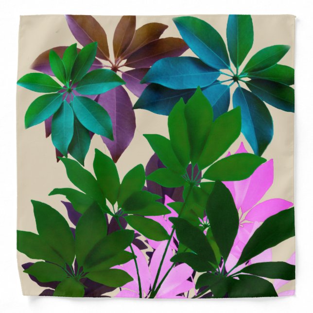 Pink & Green Leaves Art Bandana (Front)