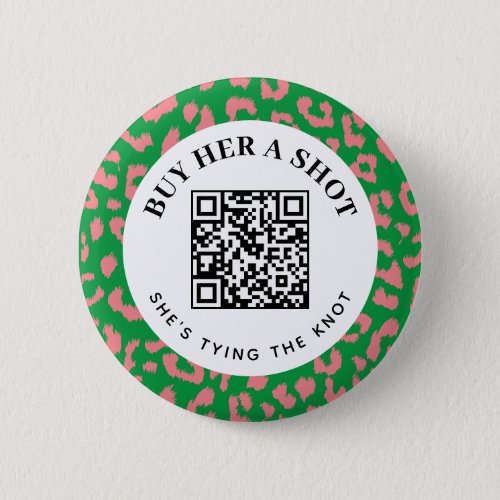 Pink Green Leopard Bachelorette Party QR Payment Button