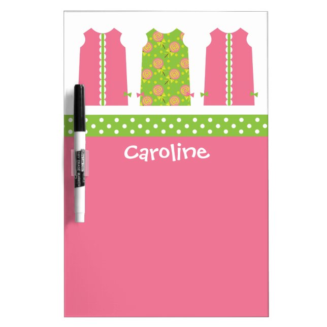 Pink & Green Lollipop Shift Dress Dry Erase Board (Front)