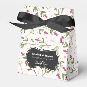 Pink & Green Long Stem Wildflower Wedding Thanks Favor Boxes