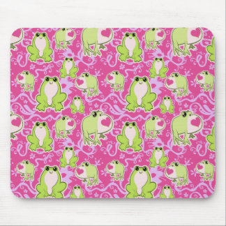 Pink Green Love Frogs Mouse Pad
