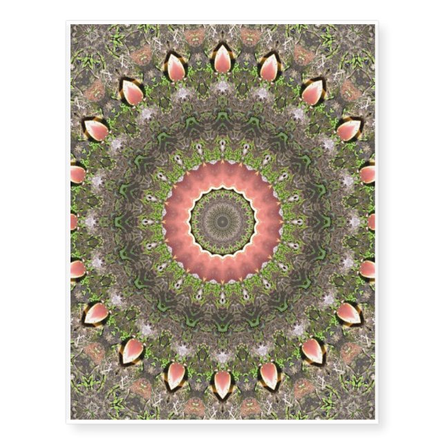 Pink & Green Mandala Design Temporary Tattoos (Front)