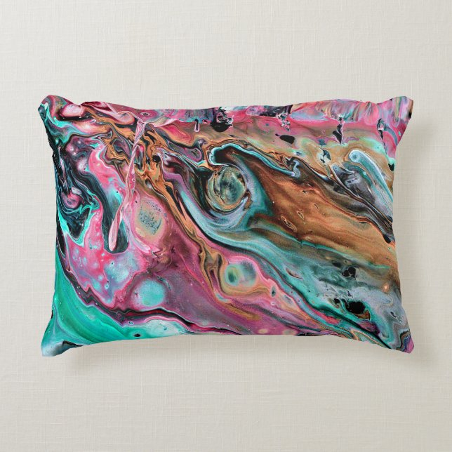 Pink & Green marble  Accent Pillow (Front)
