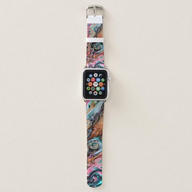 Pink & Green marble  Apple Watch Band (Front)