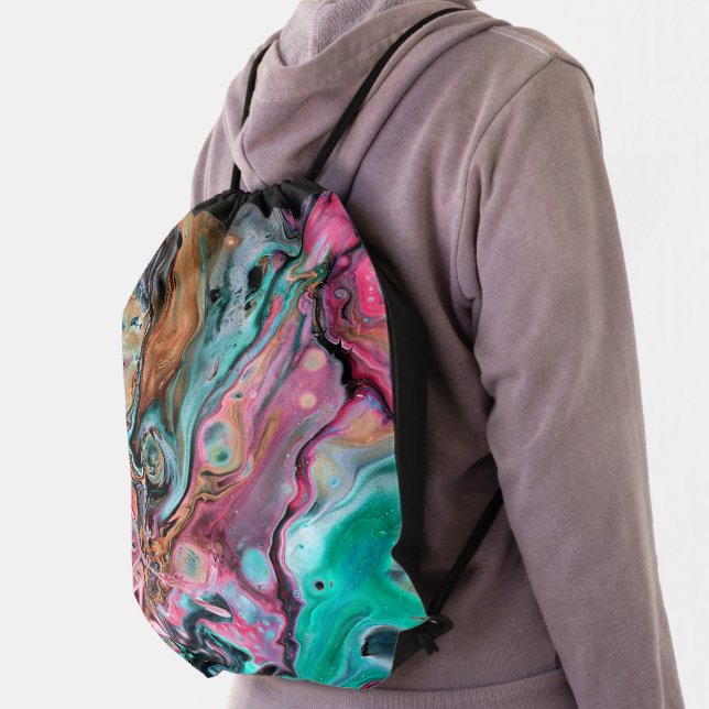 Pink & Green marble  Drawstring Bag (Insitu)