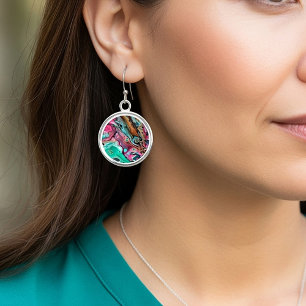 Pink & Green marble  Earrings