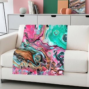 Pink & Green marble  Fleece Blanket