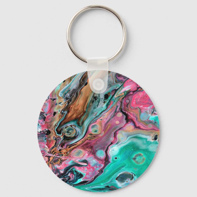 Pink & Green marble  Keychain (Front)