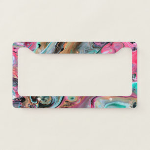 Pink & Green marble License Plate Frame