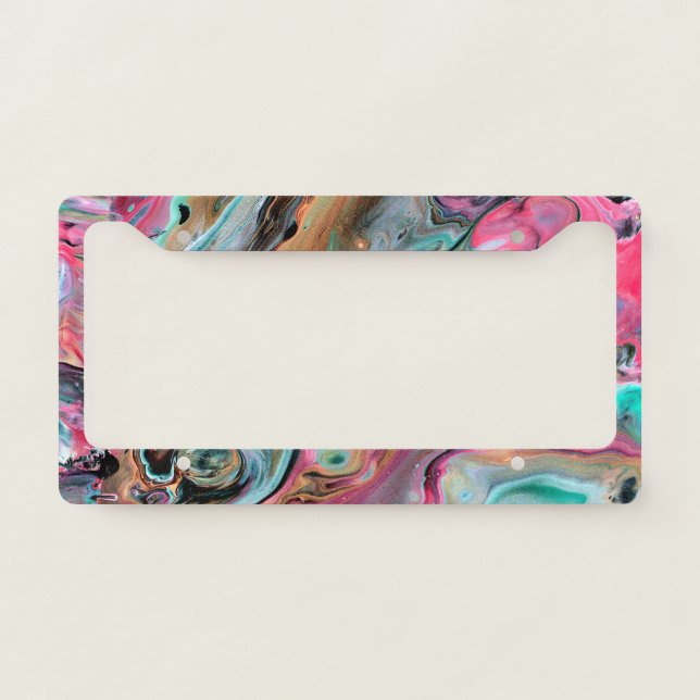 Pink & Green marble  License Plate Frame (Front)