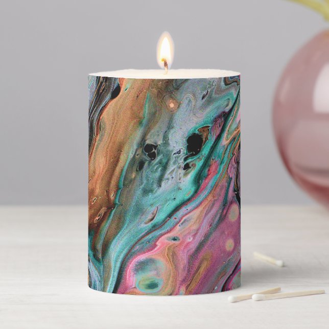 Pink & Green marble  Pillar Candle (In Situ)