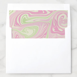 Pink Green Marble Swirl Wavy Stripe Bridal Envelope Liner