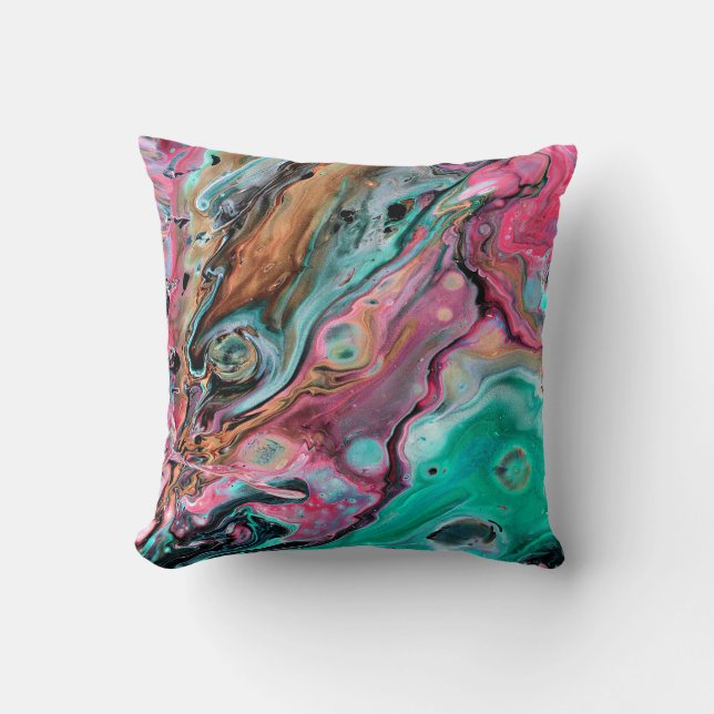 Pink & Green marble  Throw Pillow (Front)