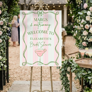 Pink & Green Margs Matrimony Bridal Shower Welcome Foam Board