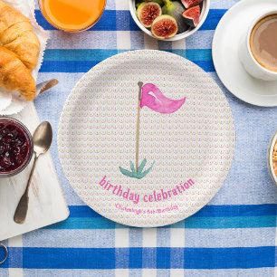 Pink Green Masters Golf Birthday Party Paper Plates