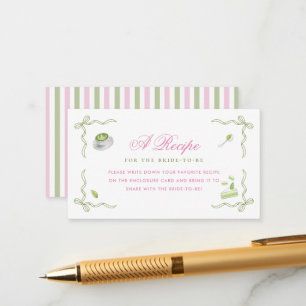 Pink & Green Matcha Recipe Request Bridal Shower Enclosure Card