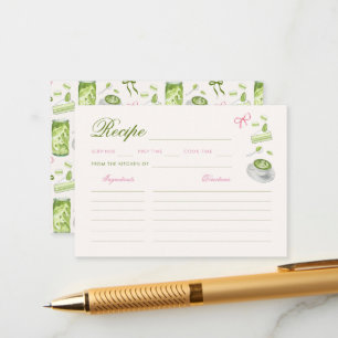 Pink Green Matcha Share the Recipe Bridal Shower Enclosure Card