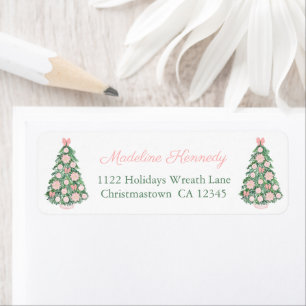 Pink Green Maximalist Christmas Return Address Label