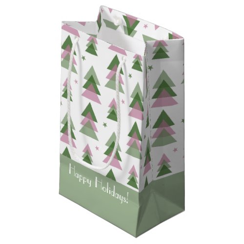 Pink  Green Modern Holiday  Small Gift Bag