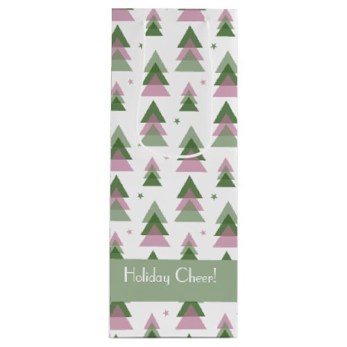 Pink  Green Modern Holiday  Wine Gift Bag