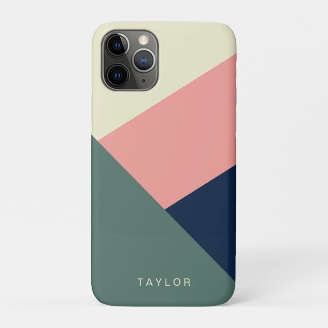 Pink & green modern minimal abstract geometric Case-Mate iPhone case (Back)