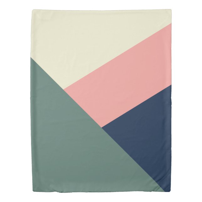 Pink & green modern minimal abstract geometric duvet cover (Front)