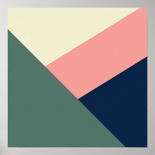 Pink  green modern minimal abstract geometric poster