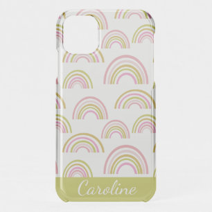 Pink Green Modern Rainbow Pattern Personalized iPhone 11 Case