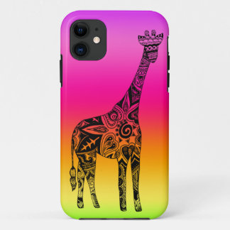 Pink & Green Neon Giraffe iPhone 11 Case