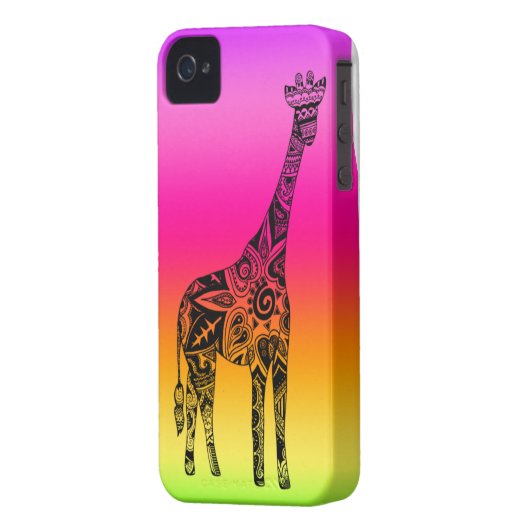 Pink & Green Neon Giraffe Case-Mate iPhone Case (Back Left)