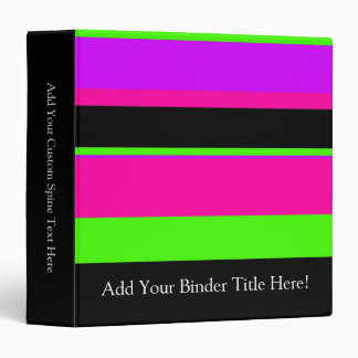 Pink/Green Neon Stripes Binder