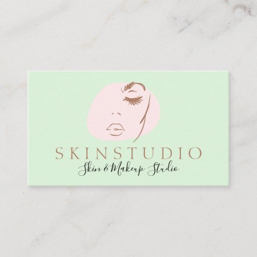 Pink Green Neutral Aesthetic Face Beauty Skin Business Card