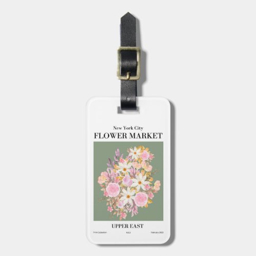 Pink Green New York City Flower Market Upper East Luggage Tag