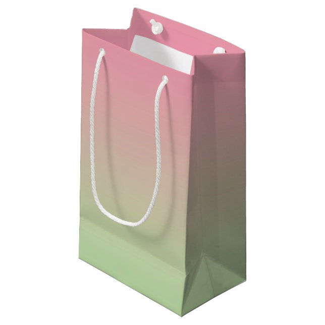 Pink & Green Ombre Small Gift Bag (Front Angled)