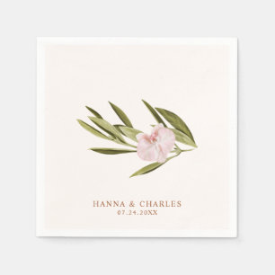 Pink Green Orchid Eucalyptus Wedding Paper Napkins