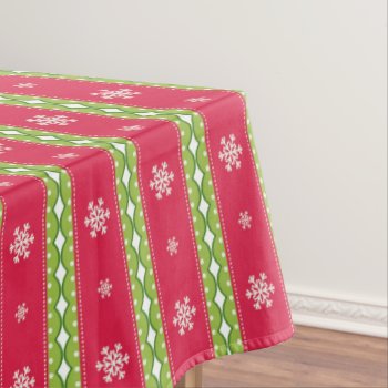Pink & Green Ornaments & Snowflakes Table Cloth by ChristmaSpirit at Zazzle