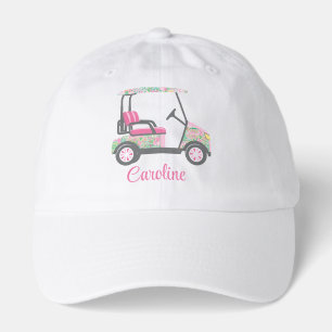 Pink & Green Palm Beach Golf Cart Personalized Hat