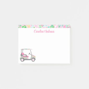 Pink & Green Palm Beach Golf Cart Personalized Post-it Notes