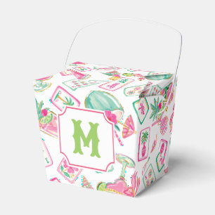 Pink & Green Palm Beach Mahjong & Mixers Monogram Favor Boxes