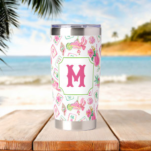 Pink & Green Palm Beach Mahjong & Mixers Monogram Insulated Tumbler