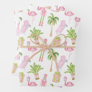 Pink & Green Palm Beach Nutcracker Christmas Wrapping Paper Sheets