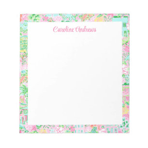 Pink & Green Palm Beach Personalized Notepad