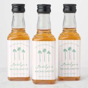 Pink Green Palm Springs Bachelorette Party Favors Liquor Bottle Label