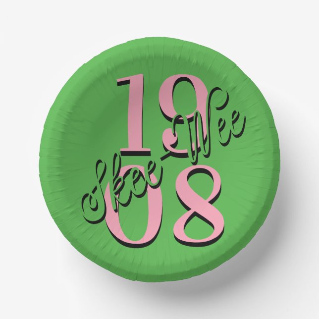 Pink & Green Party Plates Paper Bowls (Front)