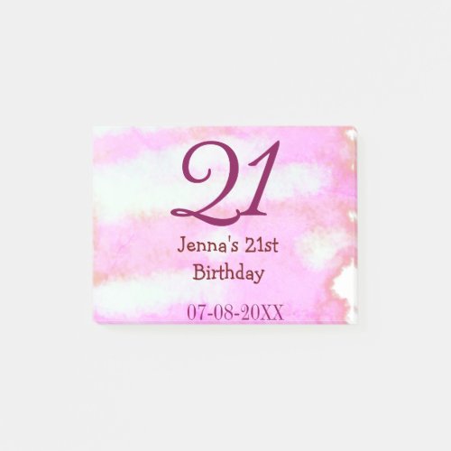 Pink green pastel 21st birthday simple name date g