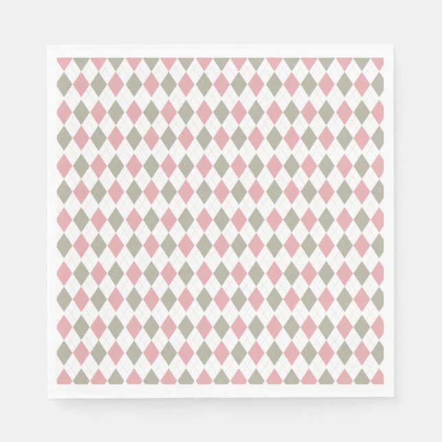 Pink Green Pattern Modern Golf Baby Shower  Napkins (Front)