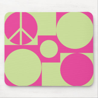 Pink & Green  Peace Dots Mouse Pad