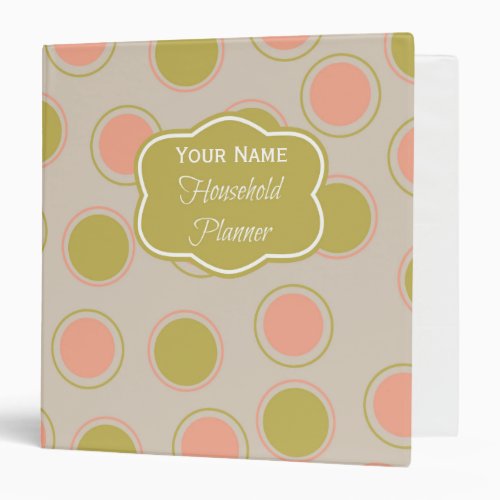 Pink  Green Personalized Home Organization Binder